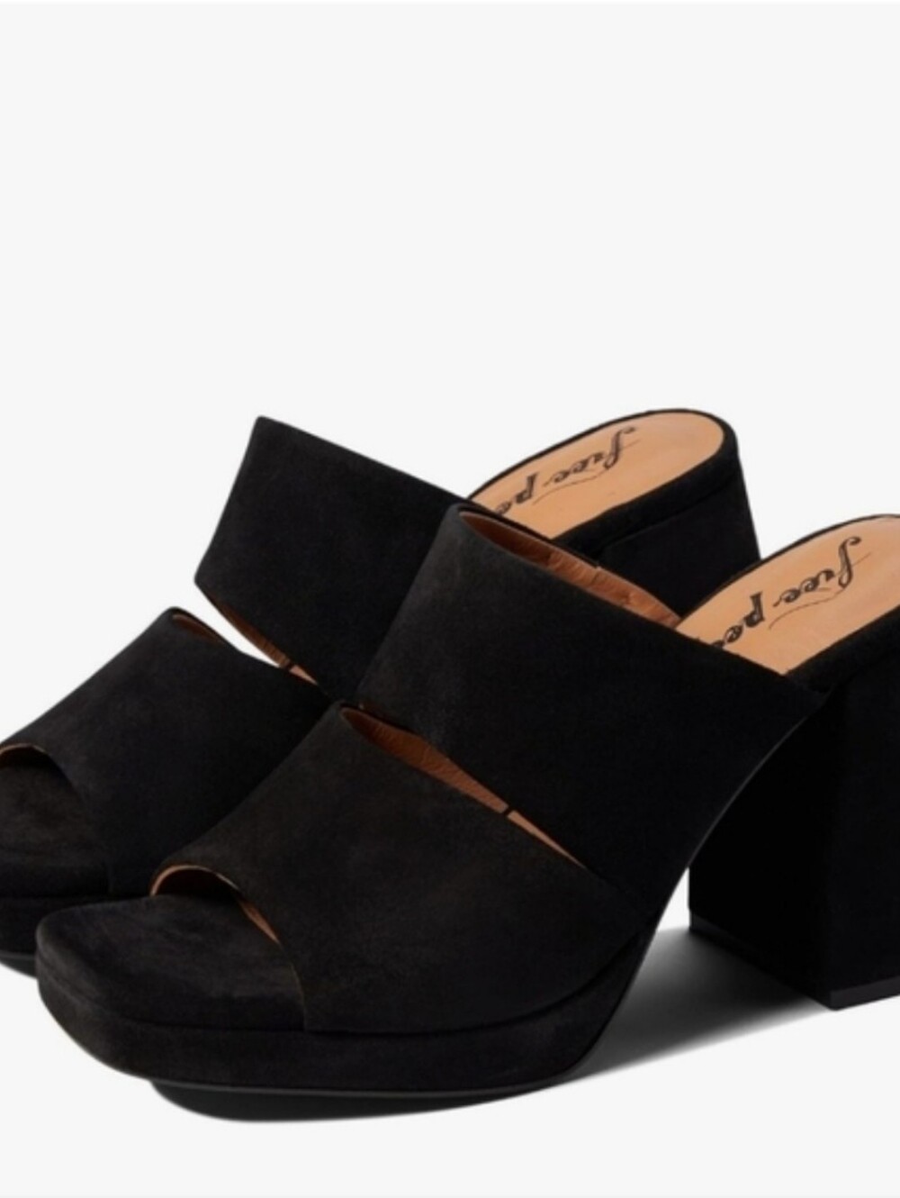 NWT FREE PEOPLE LOVE IS EVERYWHERE  Peep-Toe Black Suede Platform Mule
